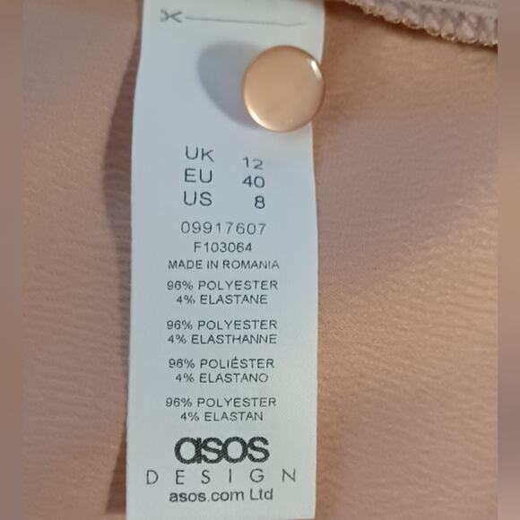 ASOS Women's Pink Pleated Cowl Neck Long Sleeve Top. 8 - Picture 11 of 12